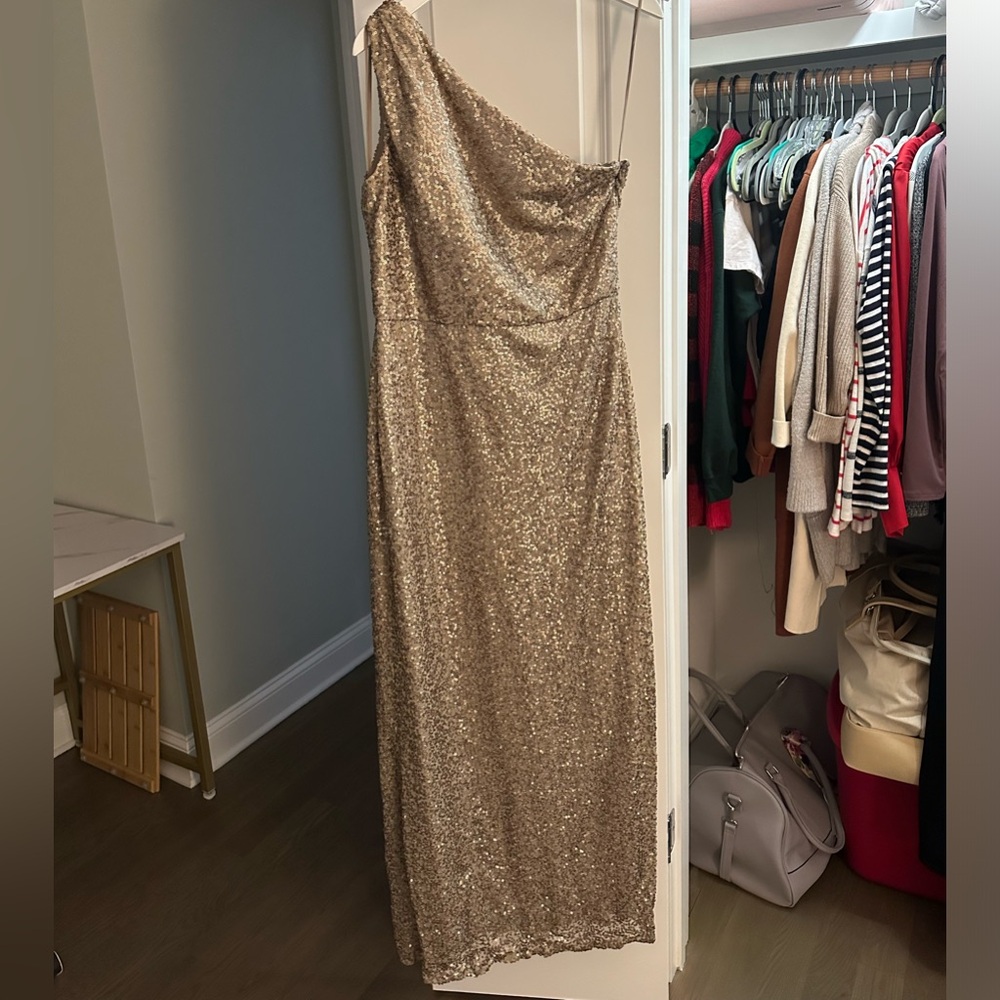 Gold bridesmaid prom formal dress